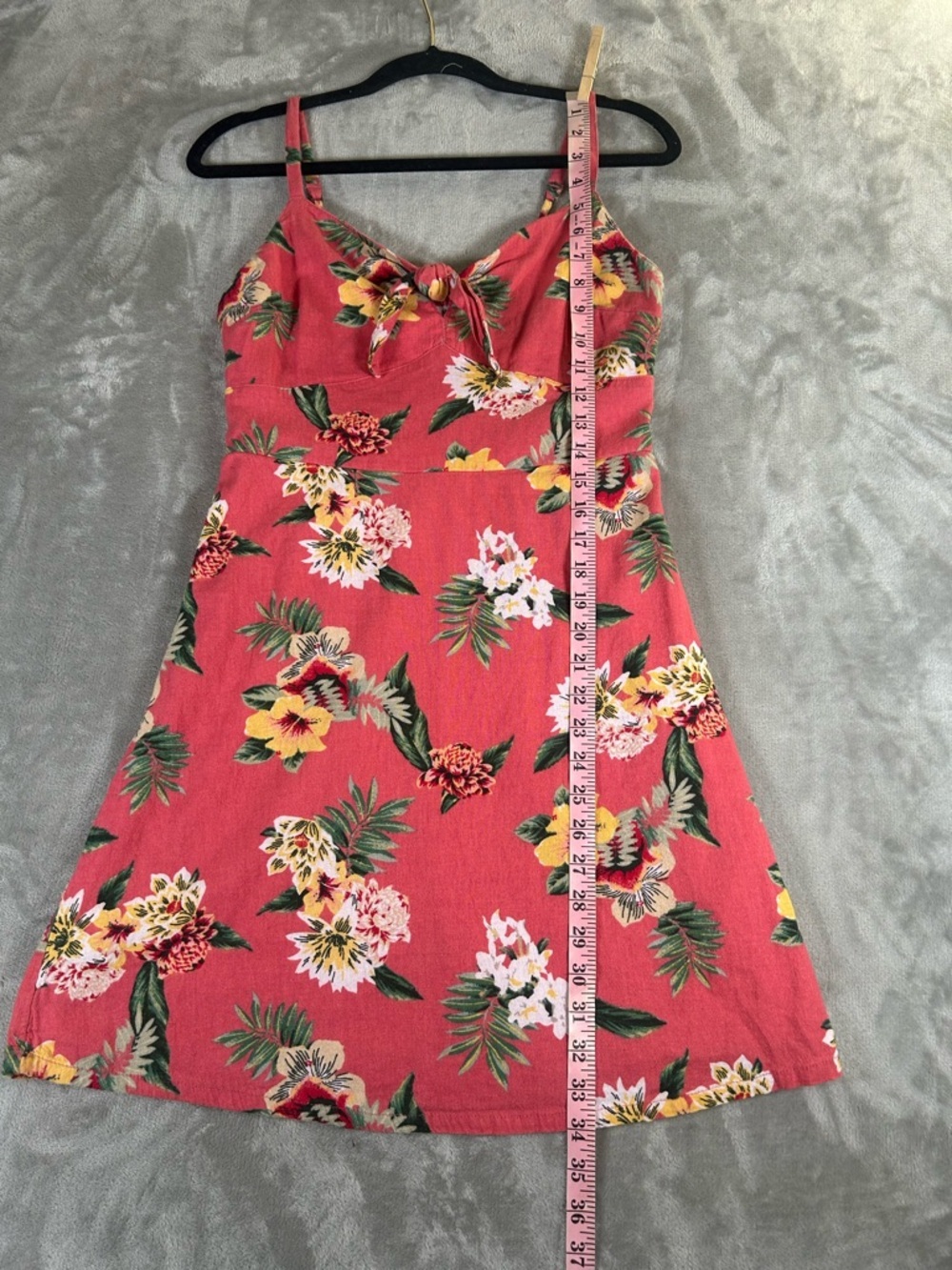 Hollister linen blend Pink Floral Tie-Front Mini Dress - Picture 5 of 12